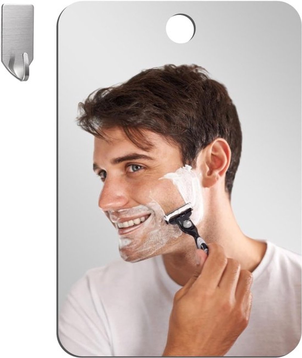 Vernevelingsvrij Douche Spiegel met Zuignap en Plakhaak, Ideaal voor Scheren en Badkamergebruik, Perfect voor Camping en Reizen
