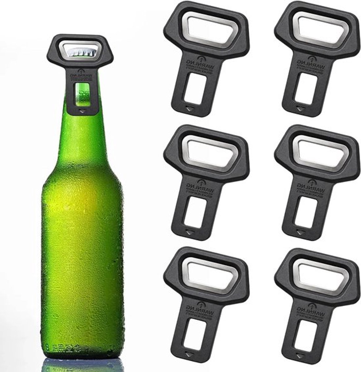 Set van 6 Flessenopeners voor Bier, Duurzaam Plastic en Metaal, Antislip Ontwerp, Geschikt voor Diverse Flessen, Handig en Stevig