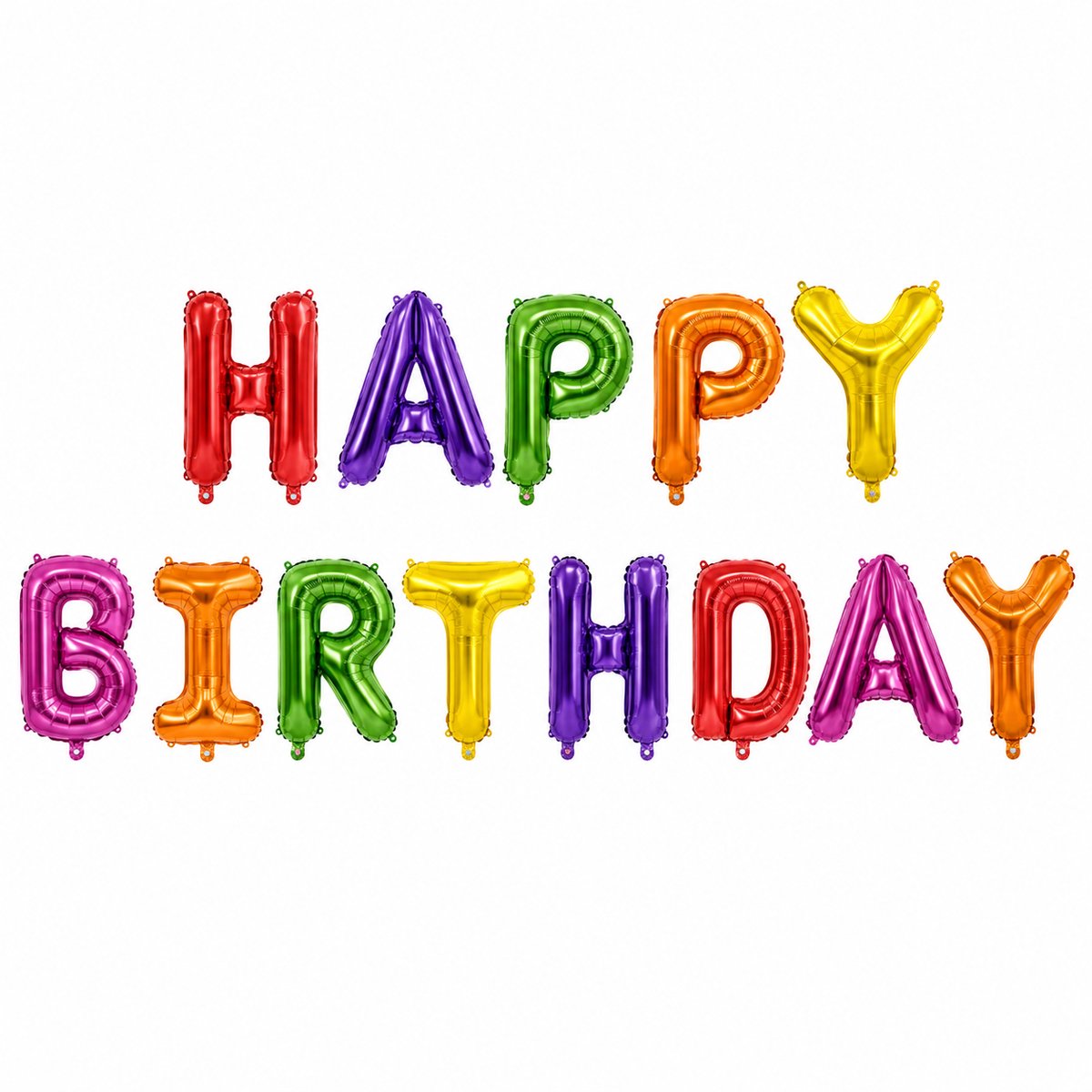 Fienosa Happy Birthday Ballonnen Multicolor – 13 Letterballonnen – Verjaardag Versiering – Folieballonnen met Lint – 40 cm