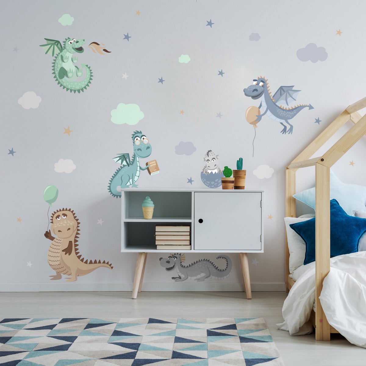 Ambiance Sticker Muurstickers - Ondeugende Dinosaurussen - Zelfklevende Stickers - 105x80cm Multi color