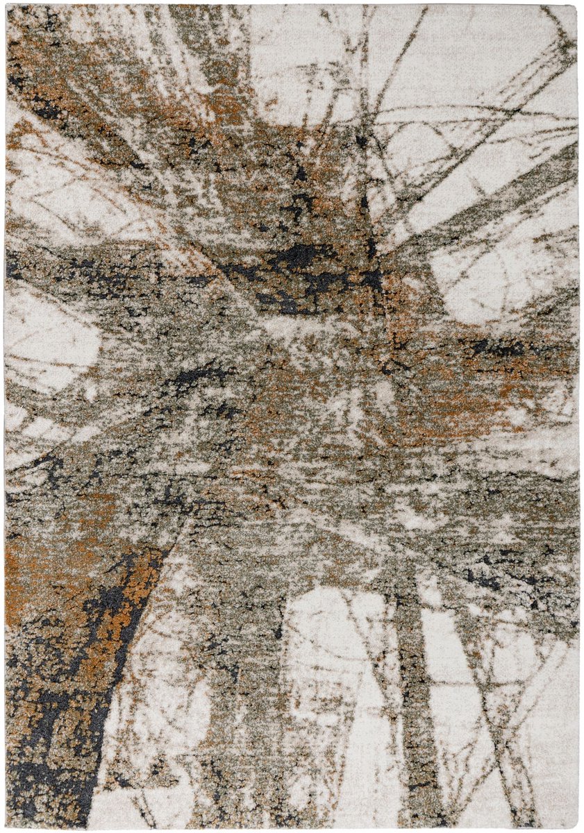 Padiro laagpolig vloerkleed 80 x 150 cm - groen - modern abstract design - geschikt voor vloerverwarming - van polypropyleen en polyester
