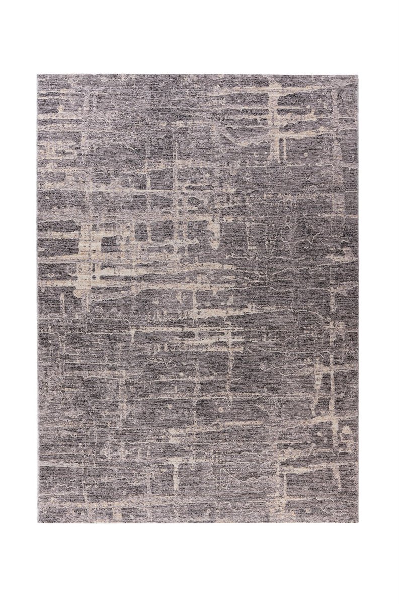Padiro laagpolig vloerkleed 80 x 150 cm - grijs - modern abstract design - geschikt voor vloerverwarming - van polyester