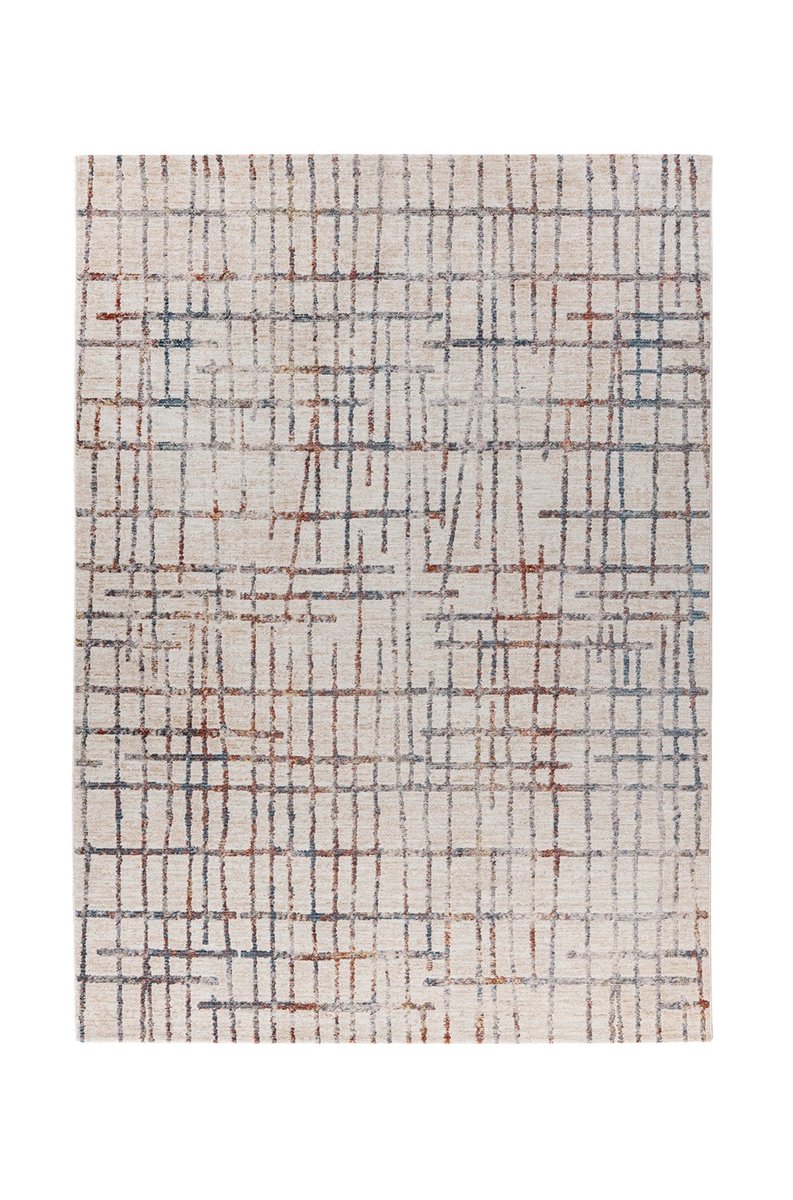 Padiro laagpolig vloerkleed 120 x 170 cm - crème / meerkleurig - modern abstract design - geschikt voor vloerverwarming - van polyester
