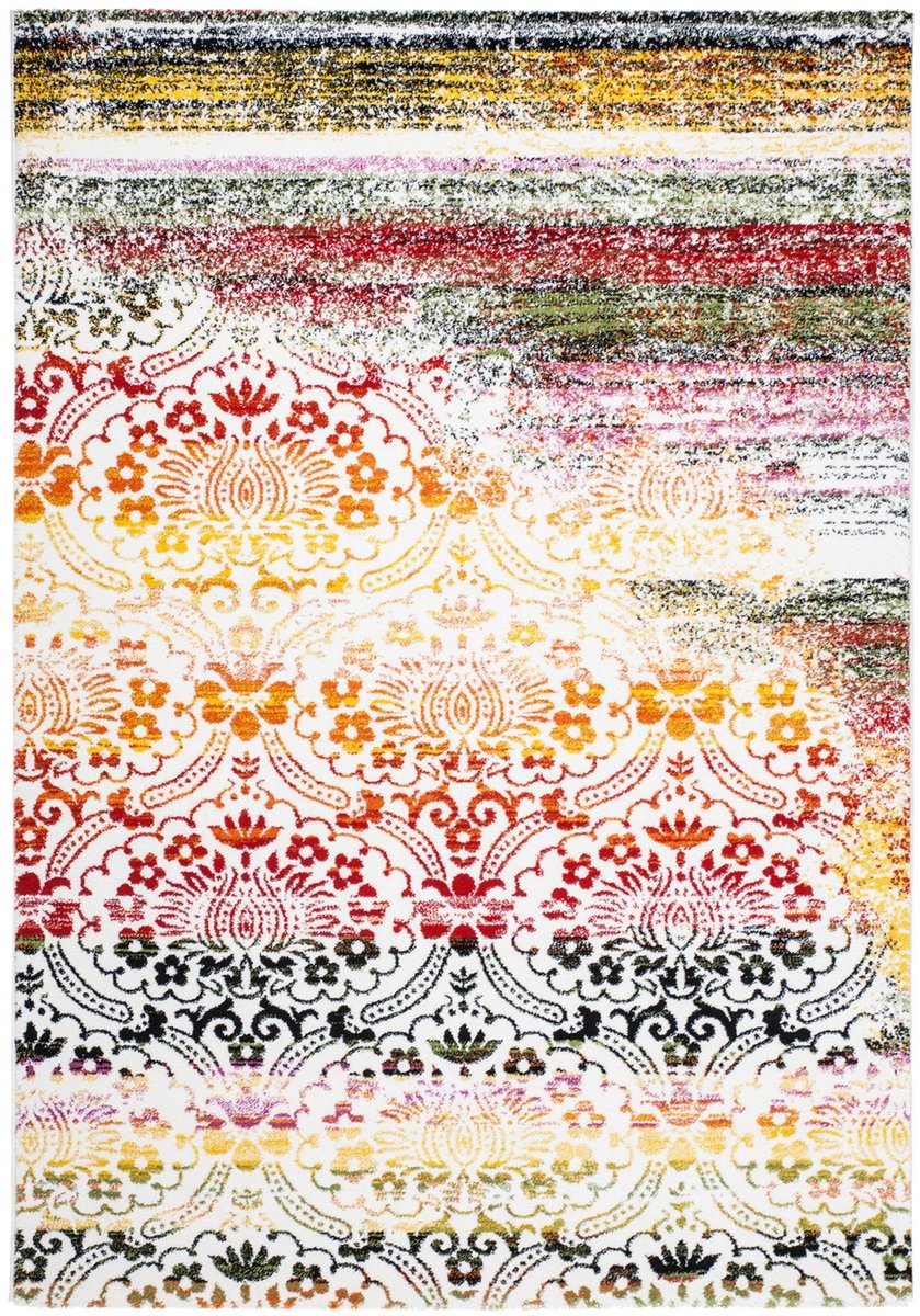 Padiro laagpolig vloerkleed 80 x 150 cm - meerkleurig - modern abstract design - geschikt voor vloerverwarming - van polypropyleen