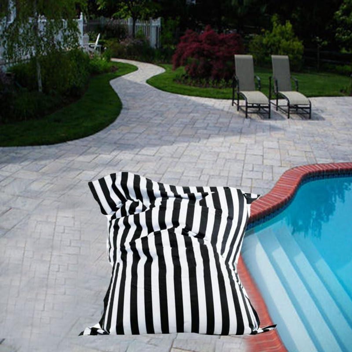 Outdoor zitzak - Ligstoel vloerkussen - Buiten ontspannen - Waterdicht polyester - 180x140 cm - Zwart wit