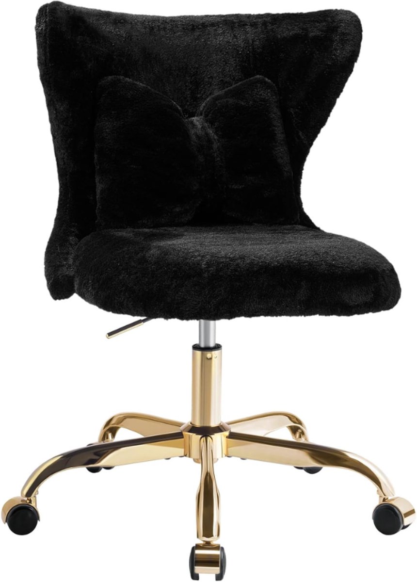 ZRNS® Kaptafel Stoel - Make Up Stoel - Bureaustoel - Verstelbaar - Zwart en Goud