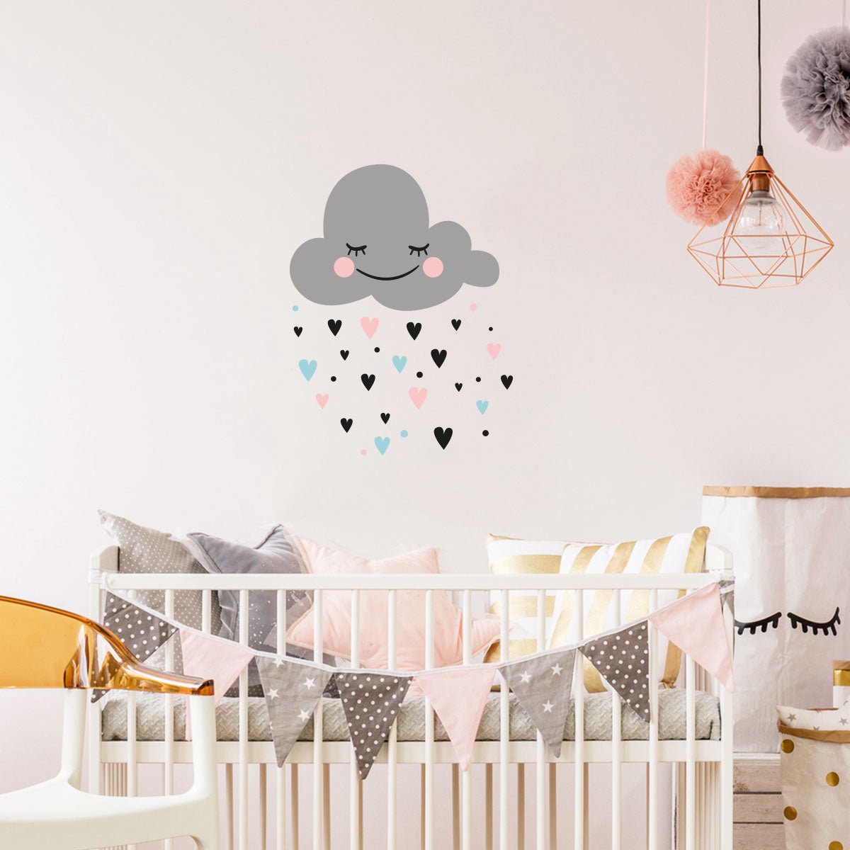 Ambiance Sticker Muurstickers - Scandinavische liefdeswolk - Transparante achtergrond - 155x120cm Multi color
