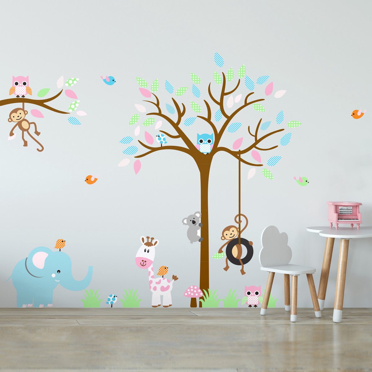 Ambiance Sticker Muurstickers - Prachtige jungledieren - Zelfklevende stickers - 60x80cm Multi color