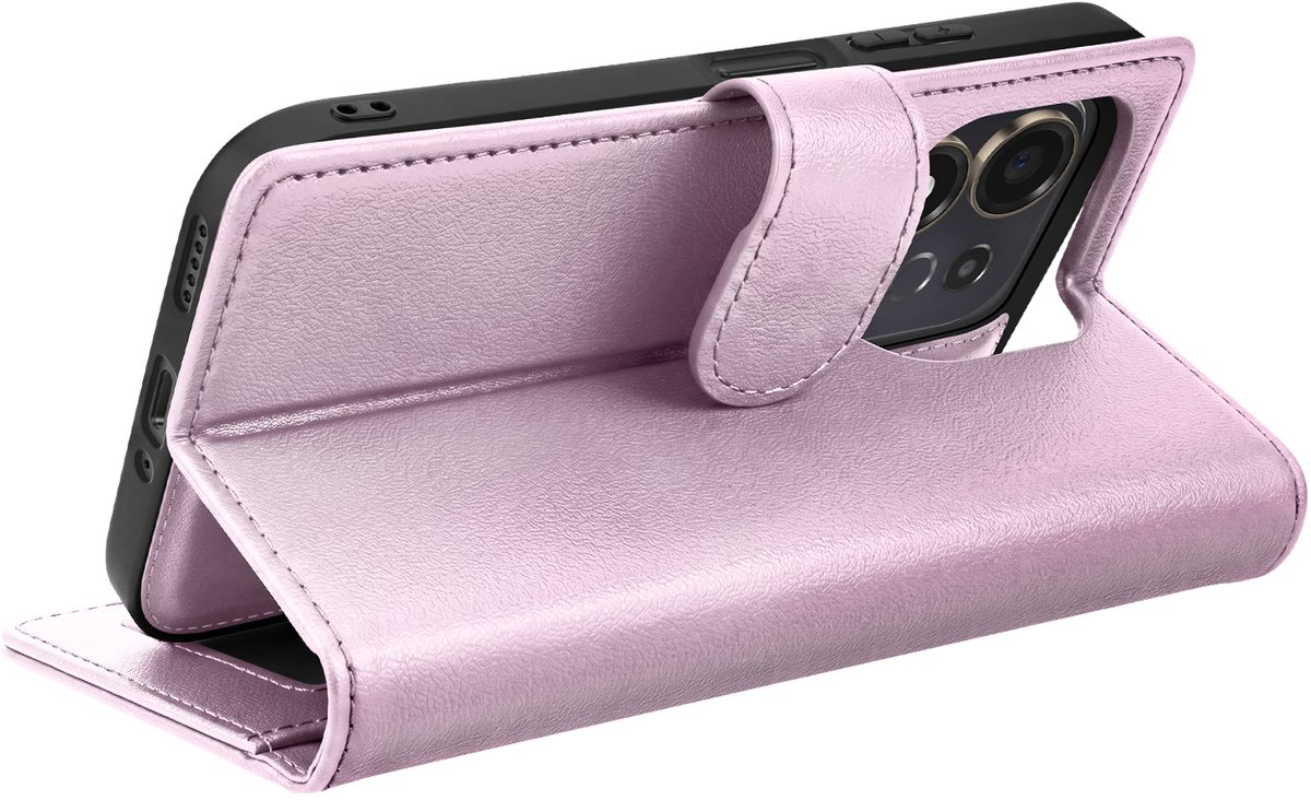 Mayaxess, 2-in-1 Portemonnee Hoesje voor Honor 600 Smart Anti-RFID met Afneembare Case, Roze