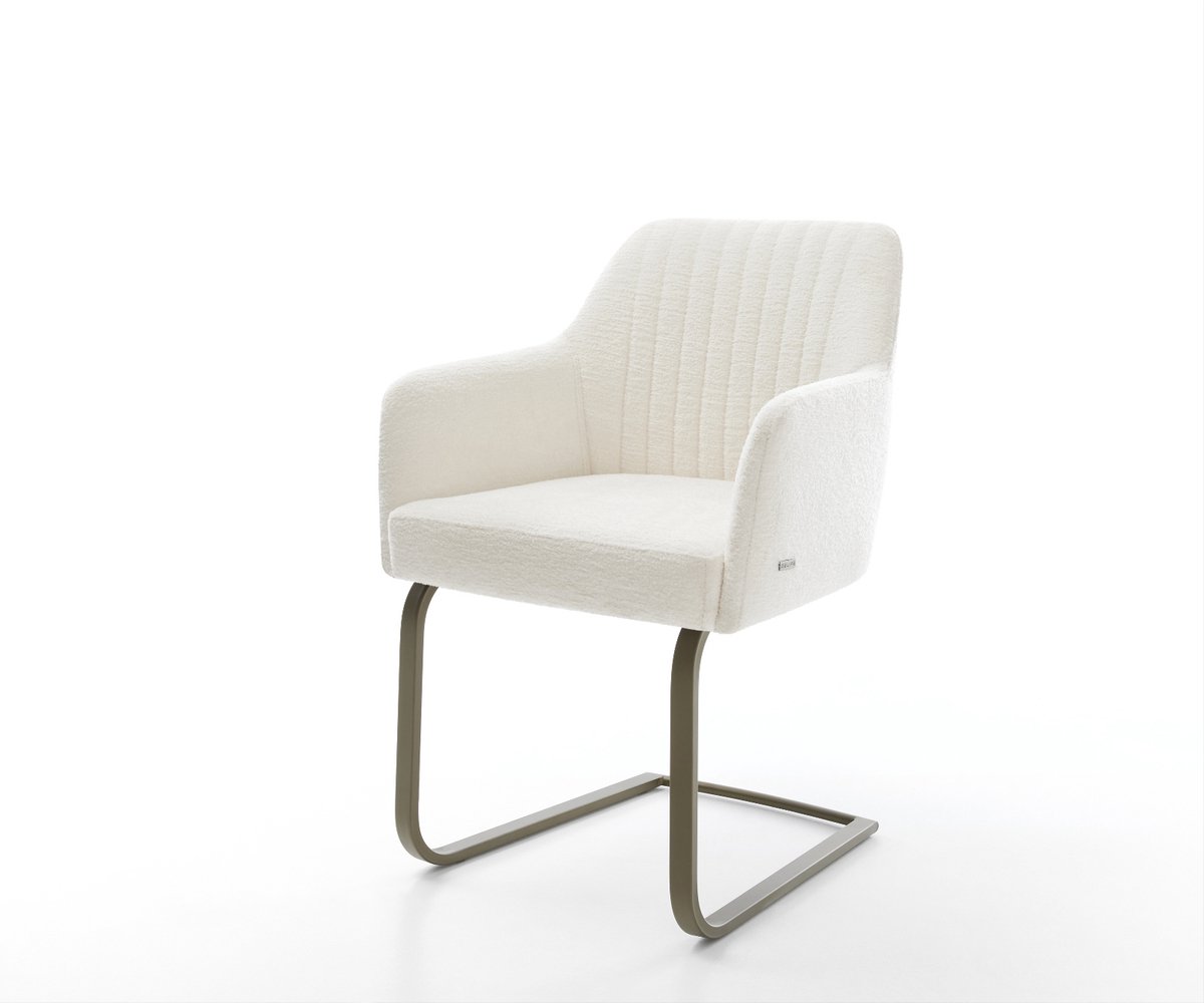 Sledestoel Greg-Flex sledemodel vlak afwerking met titanium bouclé zacht beige pocketveer kern