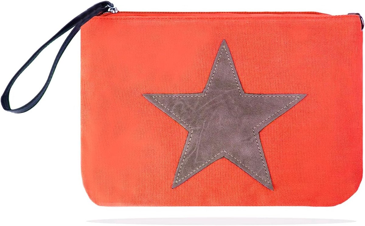 Gloop Women's Clutch Top Fashion Stars Handbag Schoolbag Tote Bag with Detachable Shoulder Strap TS201701, Orange Red - ShopVlot