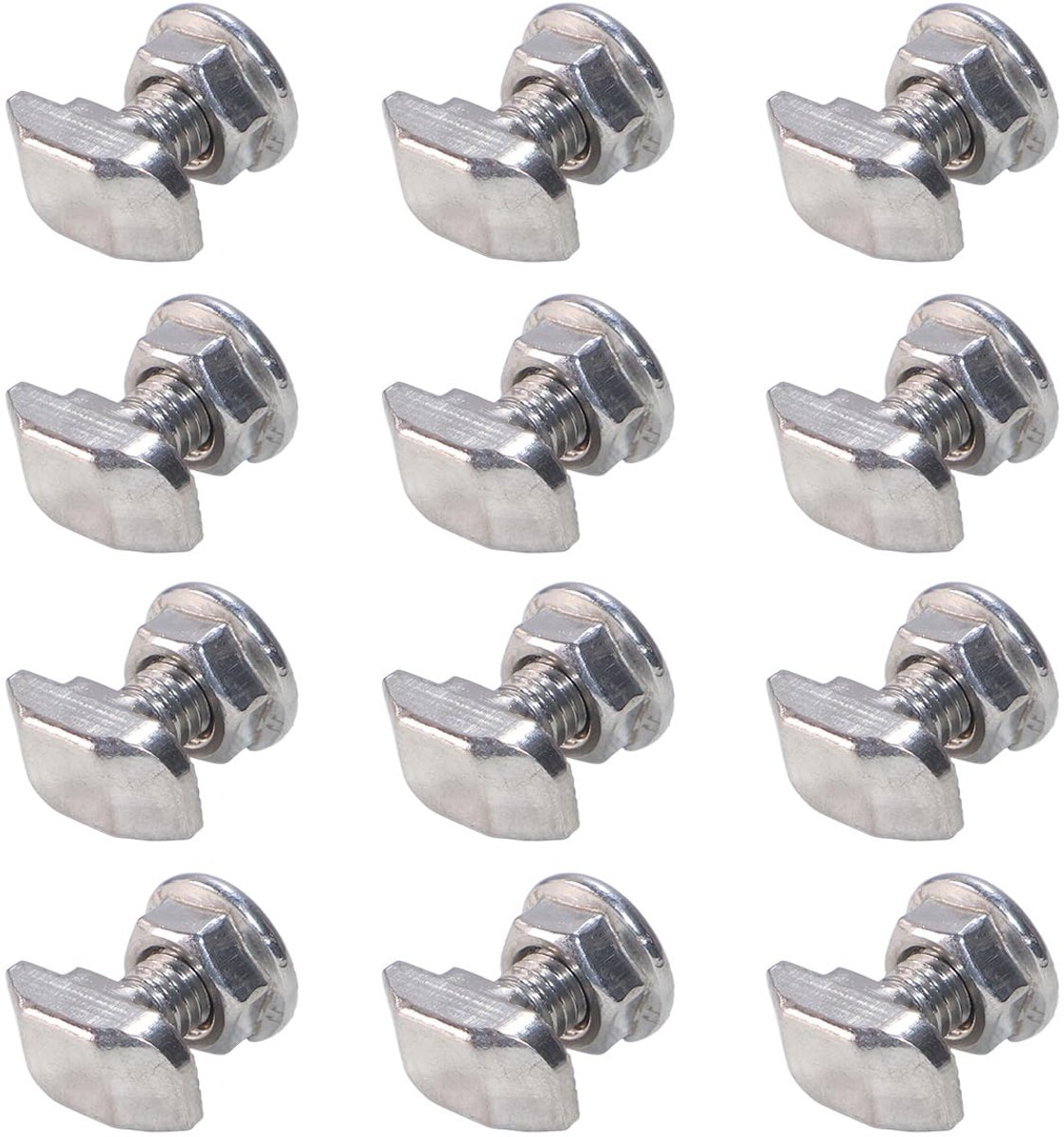 Grobo 12PCS hamerkopschroeven, M6 X 12mm, roestvrijstalen A2-70 T-sleufbouten met flensmoeren voor PV Solar Mounting - ShopVlot