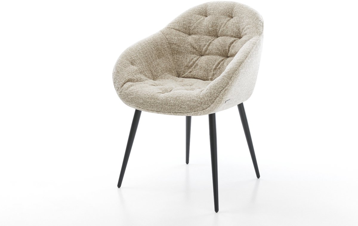 Gestoffeerde-stoel Gaio-Flex 4-poot conisch zwart geweven stof beige