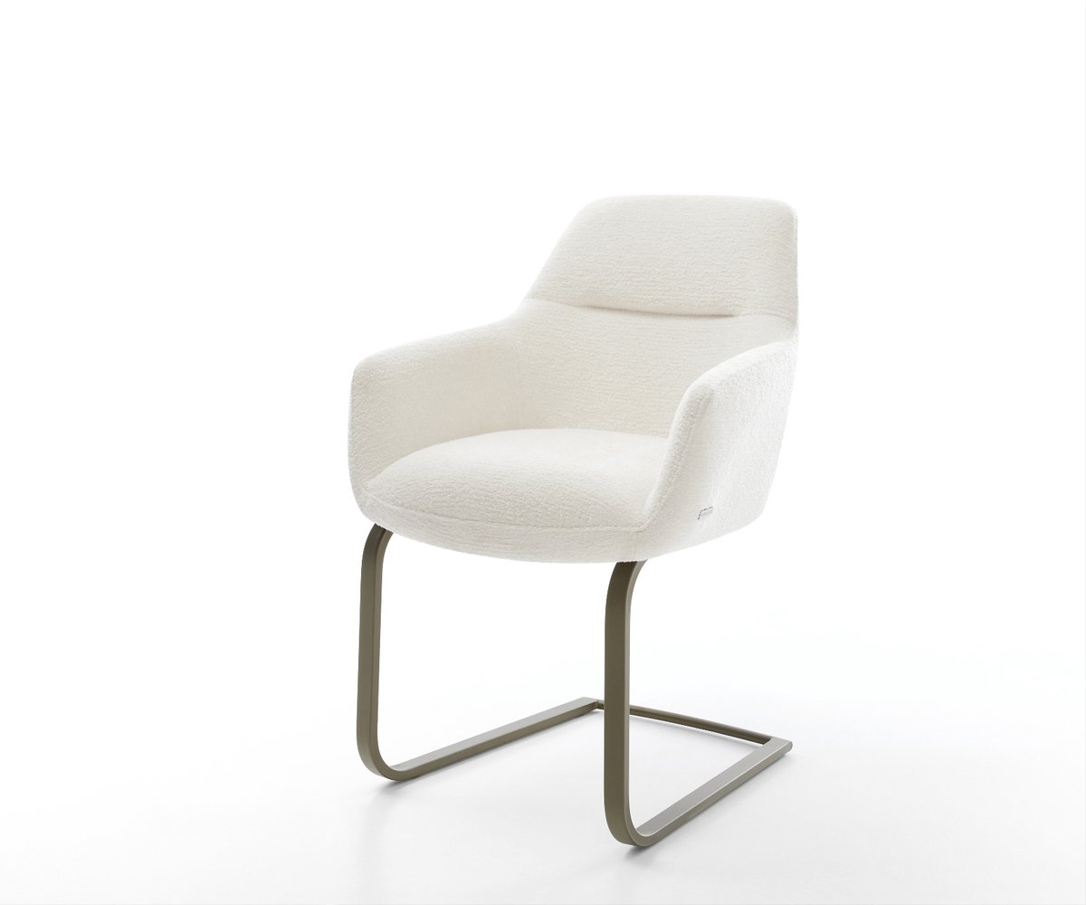 Sledestoel Pejo-Flex sledemodel vlak afwerking met titanium bouclé zacht beige pocketveer kern