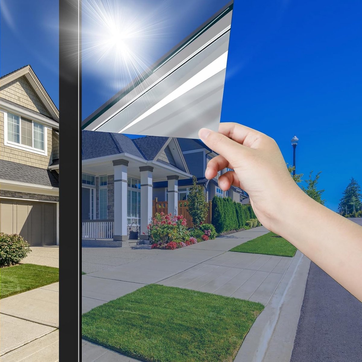 UV sun protection film window, mirror film, window, privacy screen, 100 x 200 cm, window film, opaque, outside - ShopVlot