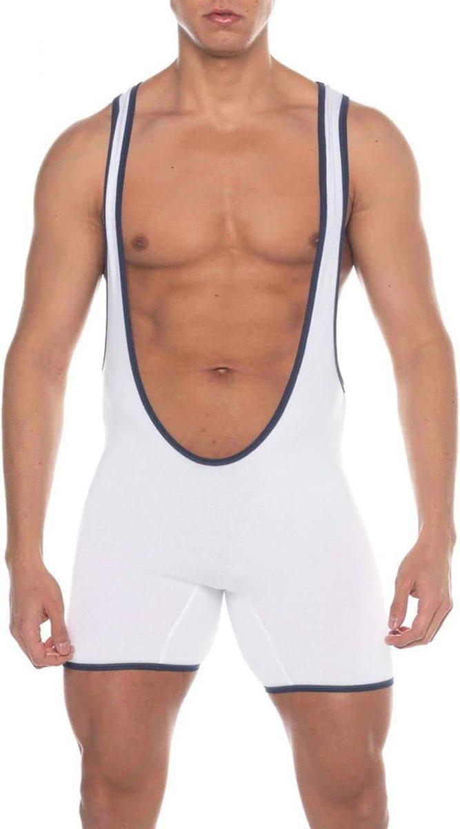 Men's Fitness Athletics Deep Scoop Wrestling Singlet Sports Bodysuit Jumpsuits - ShopVlot