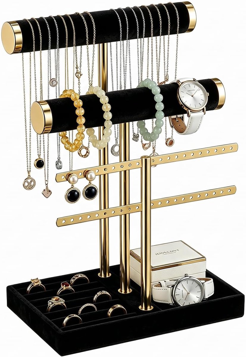 3 Tier Jewelry Organizer, Removable Jewellery Organiser, Jewellery Stand, Velvet Bracelet Holder, Jewellery Holder for - ShopVlot