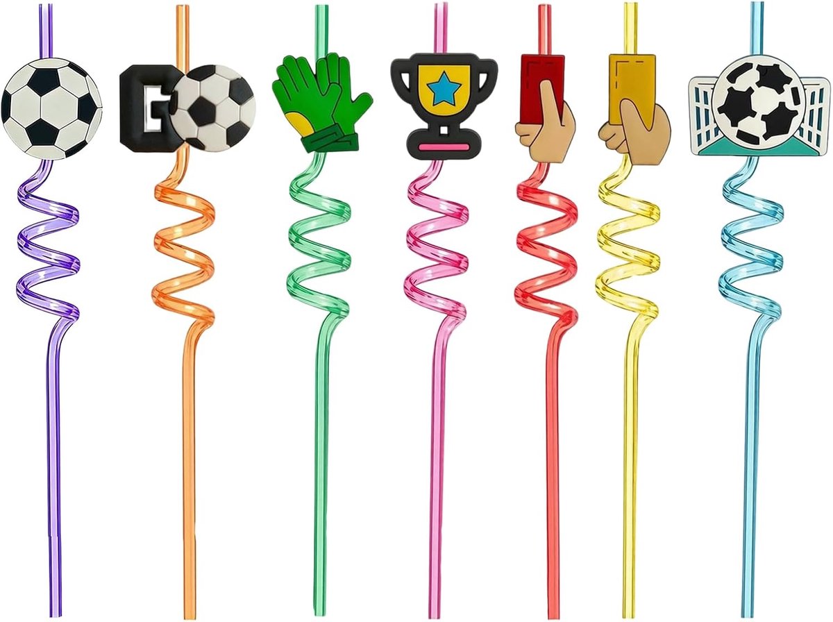 7 stuks rietjes voetbal voor kinderen, rietjes egel, herbruikbare rietjes voor kinderen voor verjaardagsfeestjes voor - ShopVlot