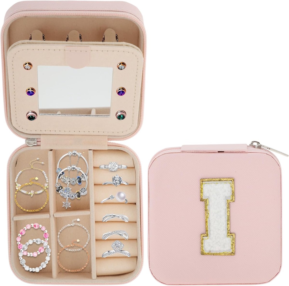 Jewellery Box, Jewellery Storage Box with Mirror, Letter, Travel Jewellery Box, Jewellery Organiser for Necklaces - ShopVlot