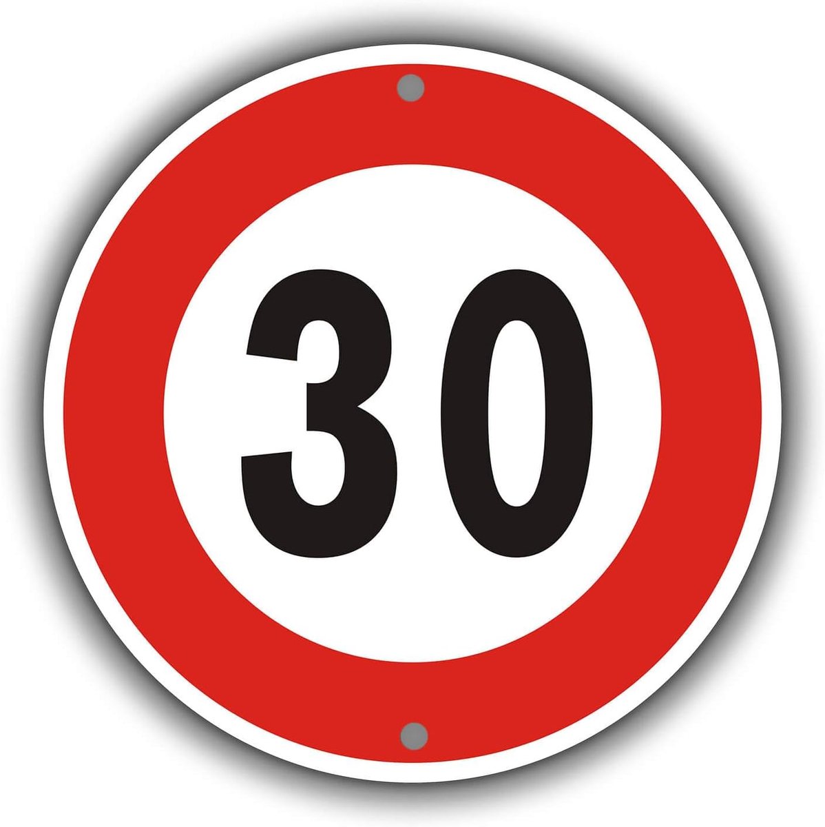 Maximum speed 30 km, Ø 30 cm Traffic sign made of aluminium Reflective, weatherproof Easy installation for outdoor use - ShopVlot