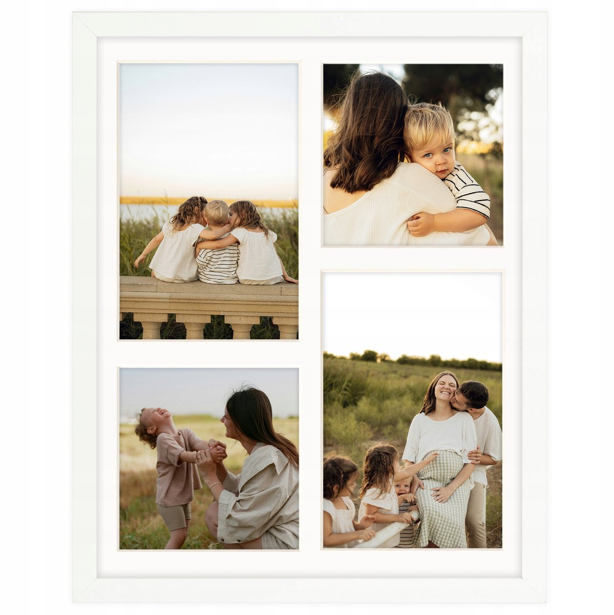 Fotolijst Wit voor 4 Foto's 10x15 & 10x10 cm - Wanddecoratie