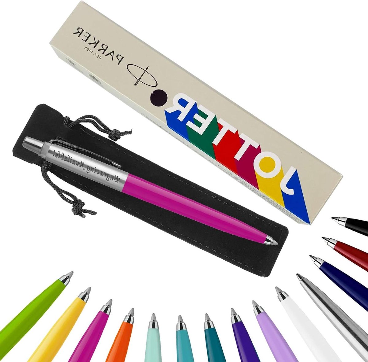 Parker Jotter Balpen - Schrijfpennen Briefpapier - Dagelijks Schrijven - Graveerbaar Ontwerp - 0.5mm Lijn - Magenta