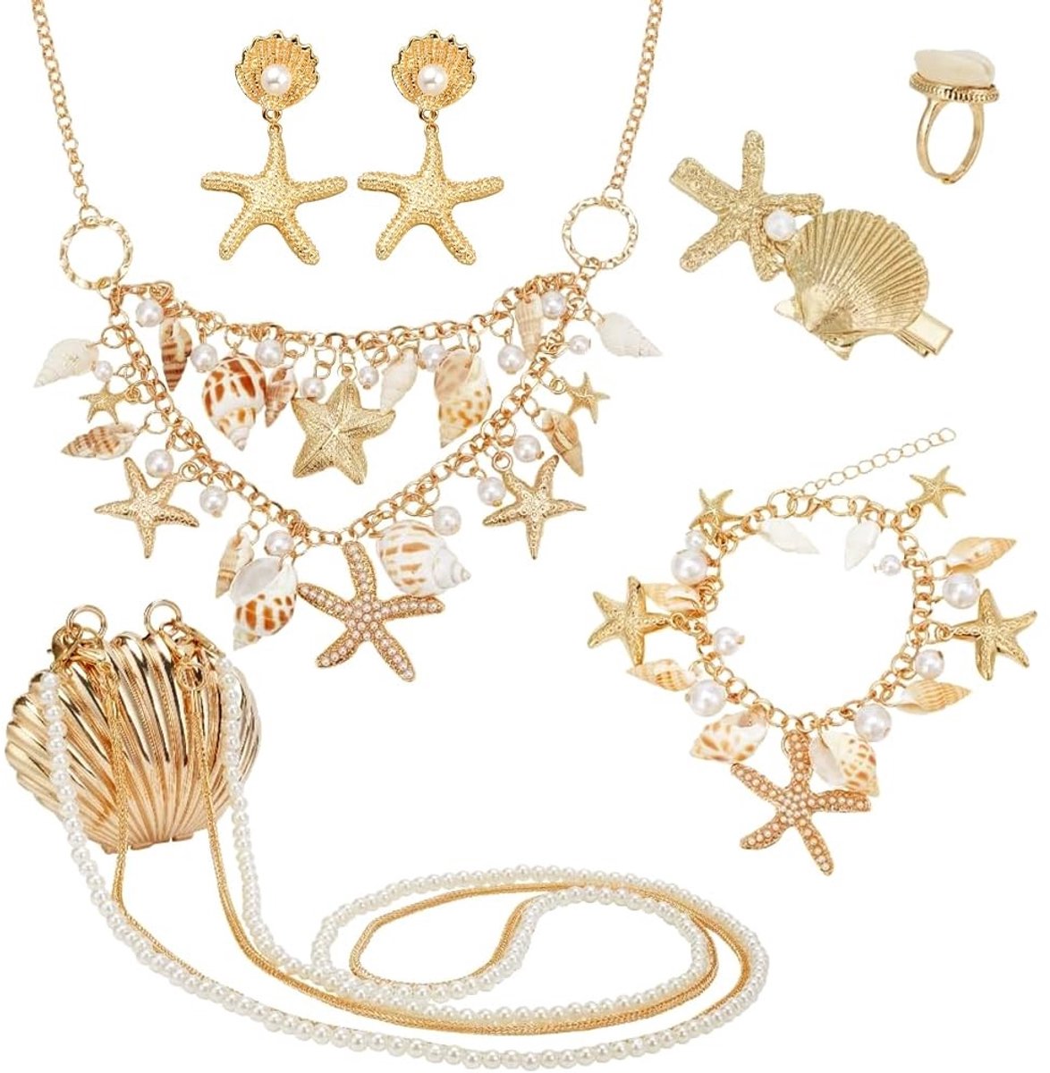 Solidchoice - Zeeschelp Sieraden Set met Ketting en Armbanden