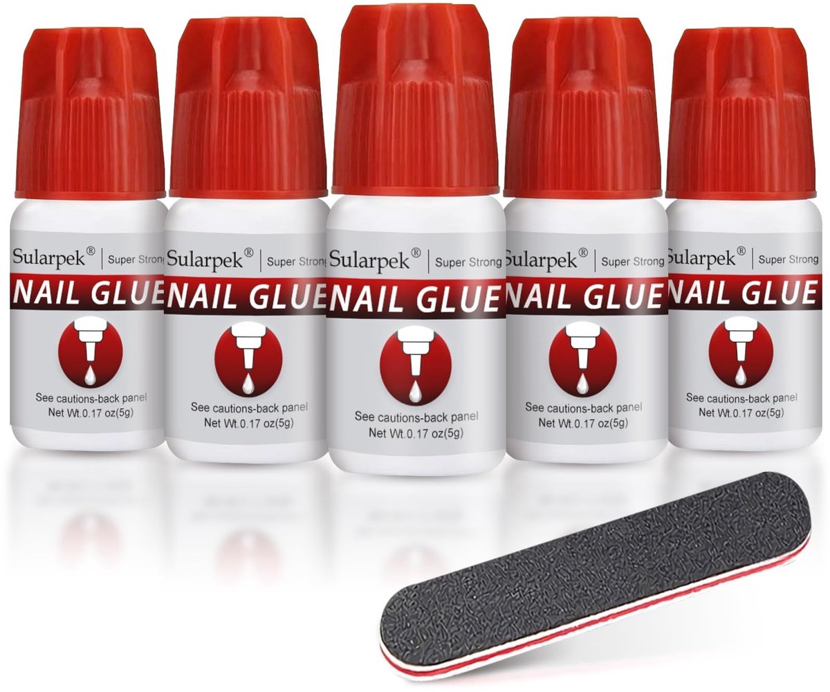 Solidchoice - Sneldrogende Nagellijm voor Kunstnagels - Set van 5 Stuks