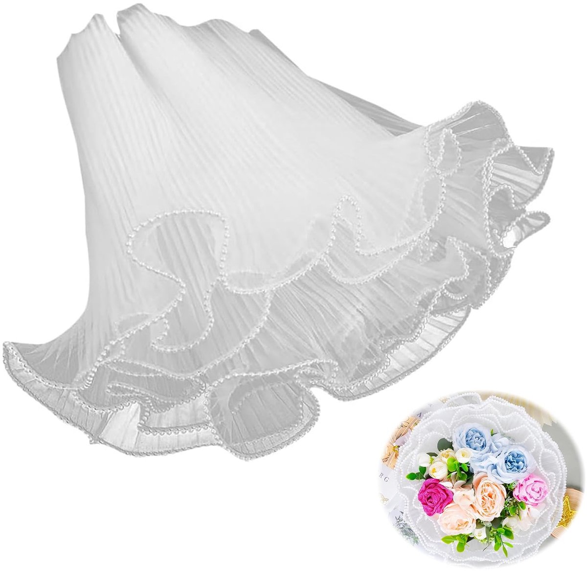 Solidchoice - Bloemencadeaupapier met Parelrand voor Bruiloften en Verjaardagen (Wit)