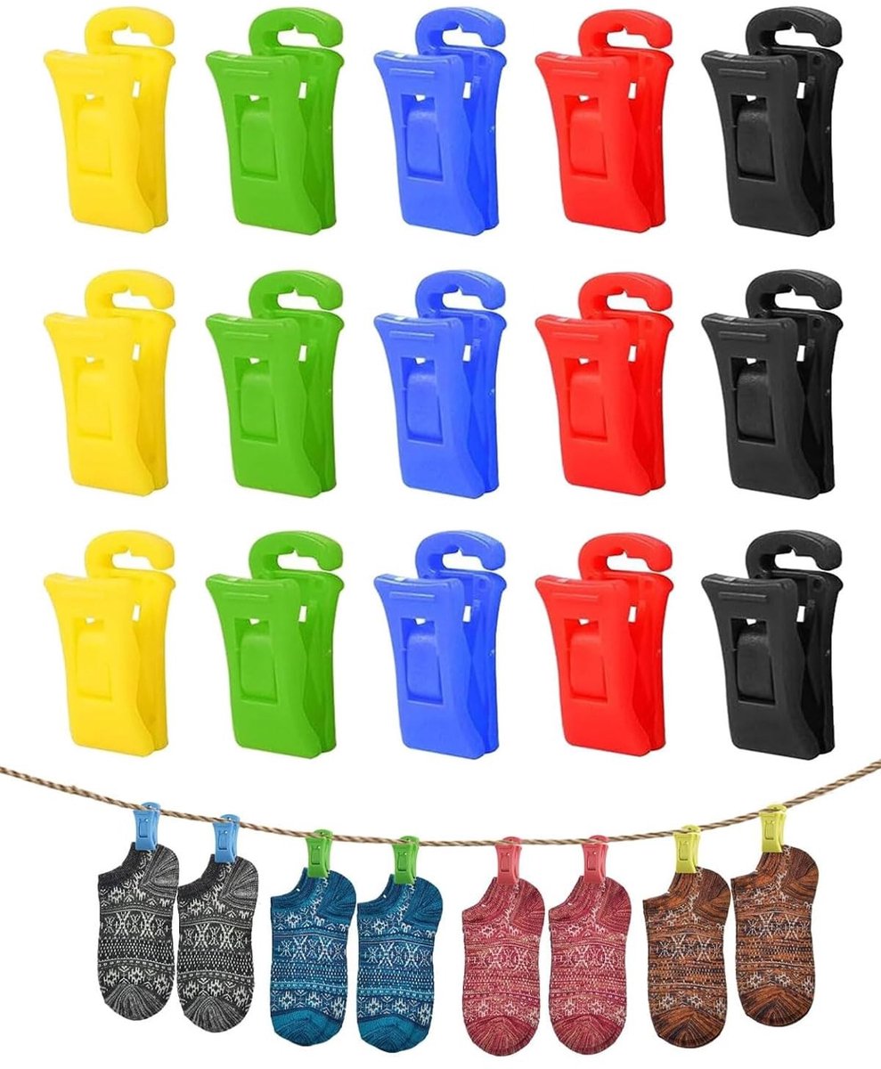 Solidchoice - 15 Stuks Kousenhouders met Haken voor de Wasmachine