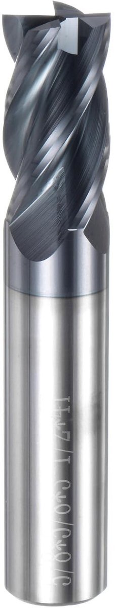Vierkante frees met carbide snijkanten voor koolstofstaal en titanium, 5/8 inch aansluiting, 4 snijkanten, HRC45, 3-1/2 inch lengte