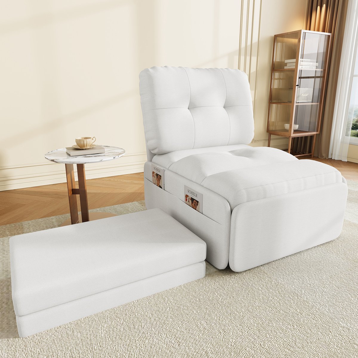 Multifunctie bankbed 195 x 81,5 cm - Eenvoudig uitklapbaar bed voor kleine ruimtes - 81.5x195x90 cm, Wit