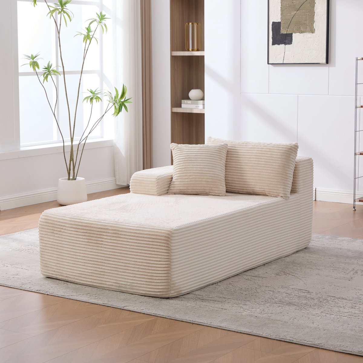 Chenille Sofa - Moderne Modulaire Bank Met Loungegedeelte - Comfortabele Cloud Bank Met Hoge Veerkracht Schuimvulling, Zachte Kussens En Diepe Zit - Woonkamer Meubel - Ivoor