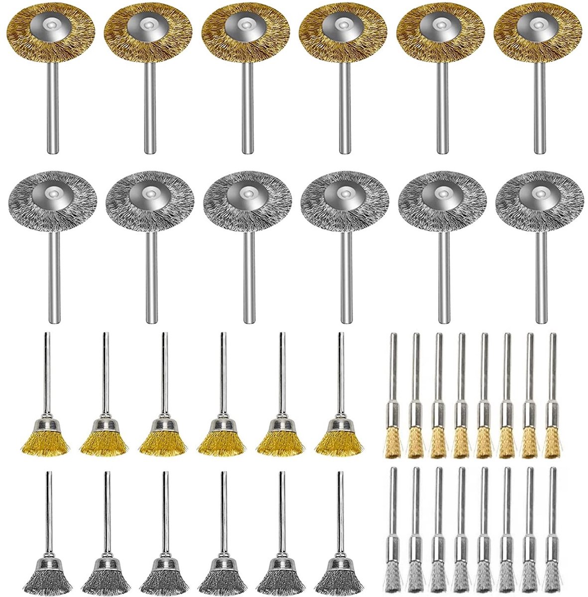 Solidchoice - Set van 40 Stalen Borstels met 3mm Schacht