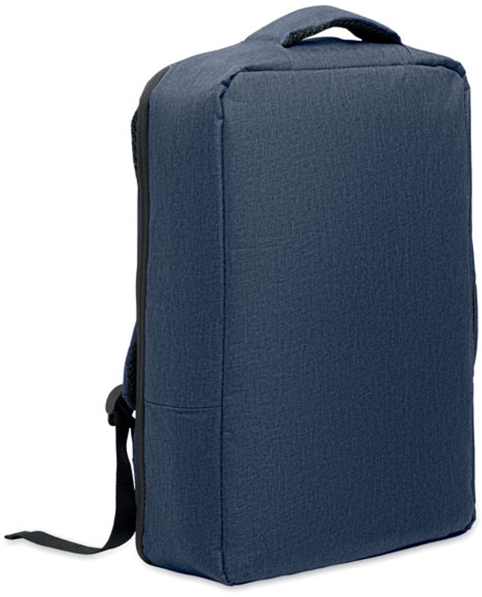 Smalle 15 inch laptoprugzak van 300D RPET en 210D RPET voering Marine Blauw