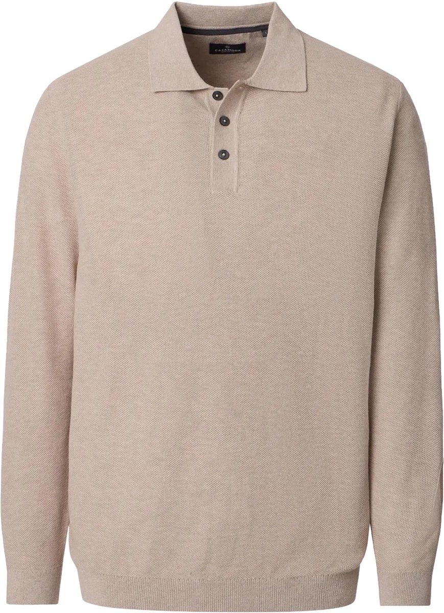 CASA MODA comfort fit heren polo lange mouw - beige