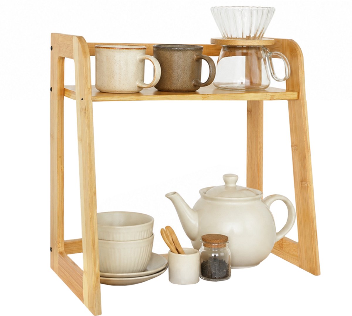 Boekenplank, Bureau-Organizer, 2-Laags Opbergrek Voor Op Het Aanrecht, Multifunctionele Opbergkast.