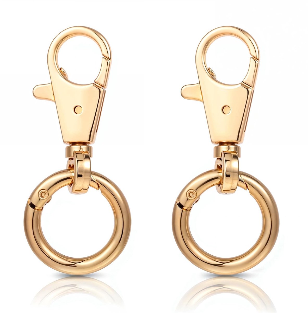 Solidchoice - Set van 2 Gouden Carabiner Haak Sleutelhangers met Draaimechanisme
