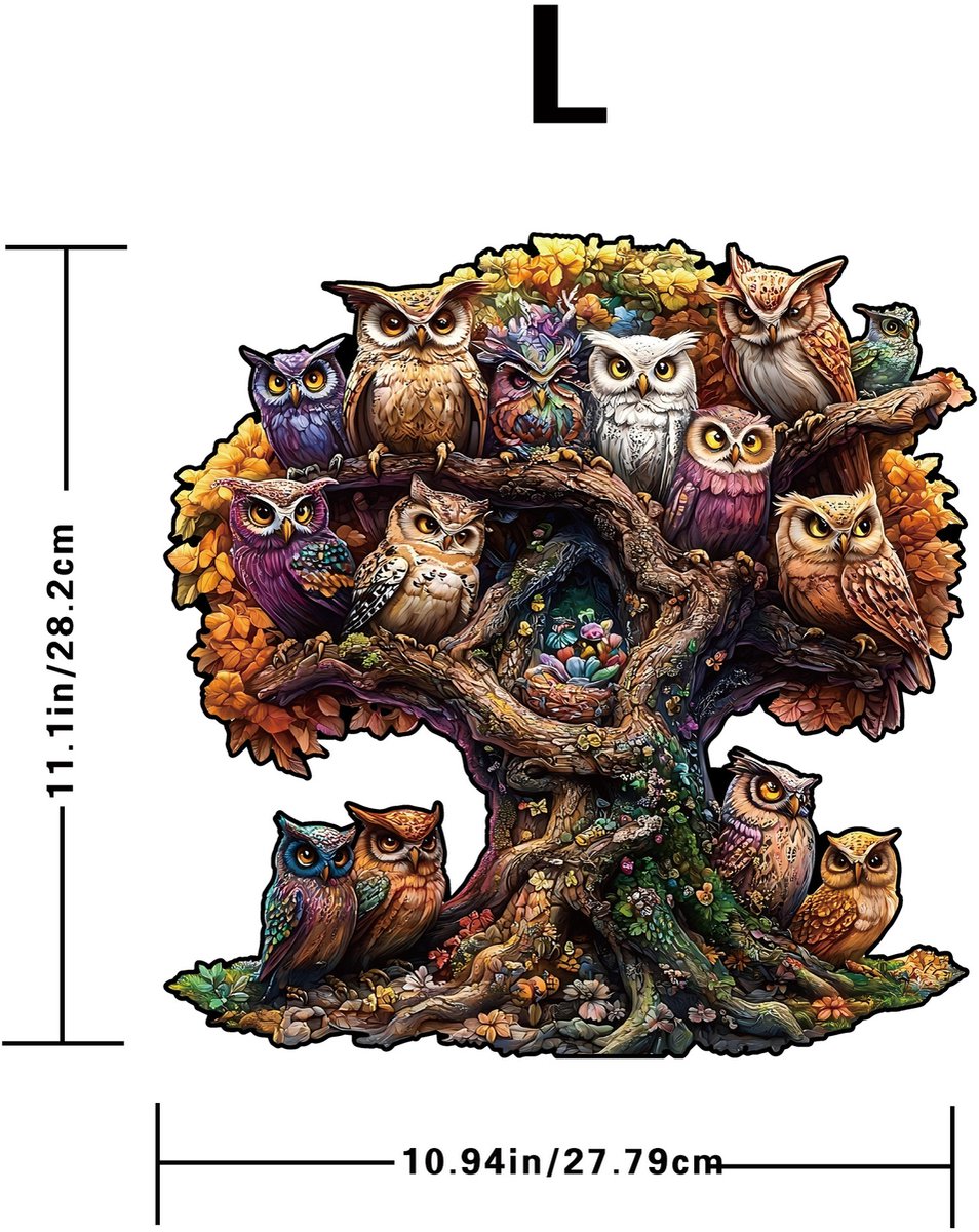 Casalora Houten Puzzel Uil 209 Stukjes – Unieke Vorm – Dieren Legpuzzel Volwassenen – L — cadeau in Spellen & Speelgoed - foto 2