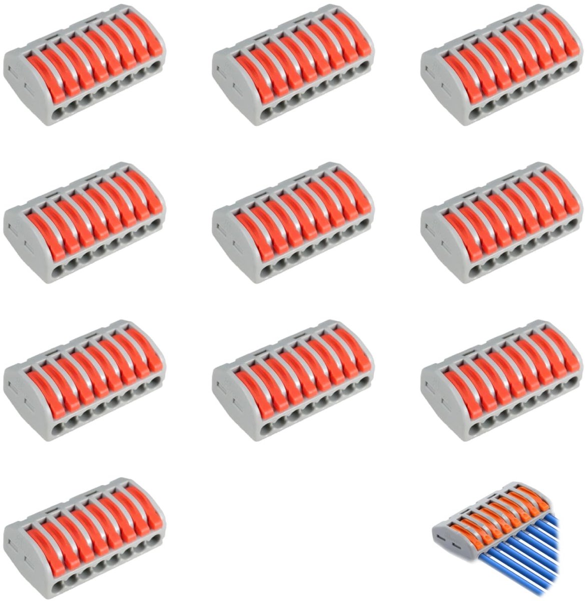 Solidchoice - Set van 10 8-Poorts Elektrische Kabelconnectoren