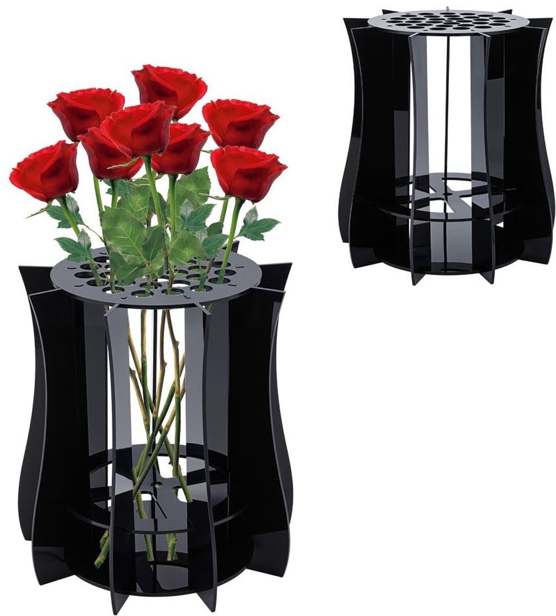 Solidchoice - Zwart Kunststof Bloemenvase voor Diverse Bloemen