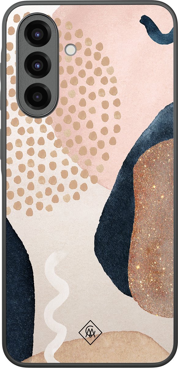 Casimoda® hoesje - Geschikt voor Samsung Galaxy A37 - Abstract Dots - Zwart TPU Backcover - Geometrisch patroon - Bruin/beige