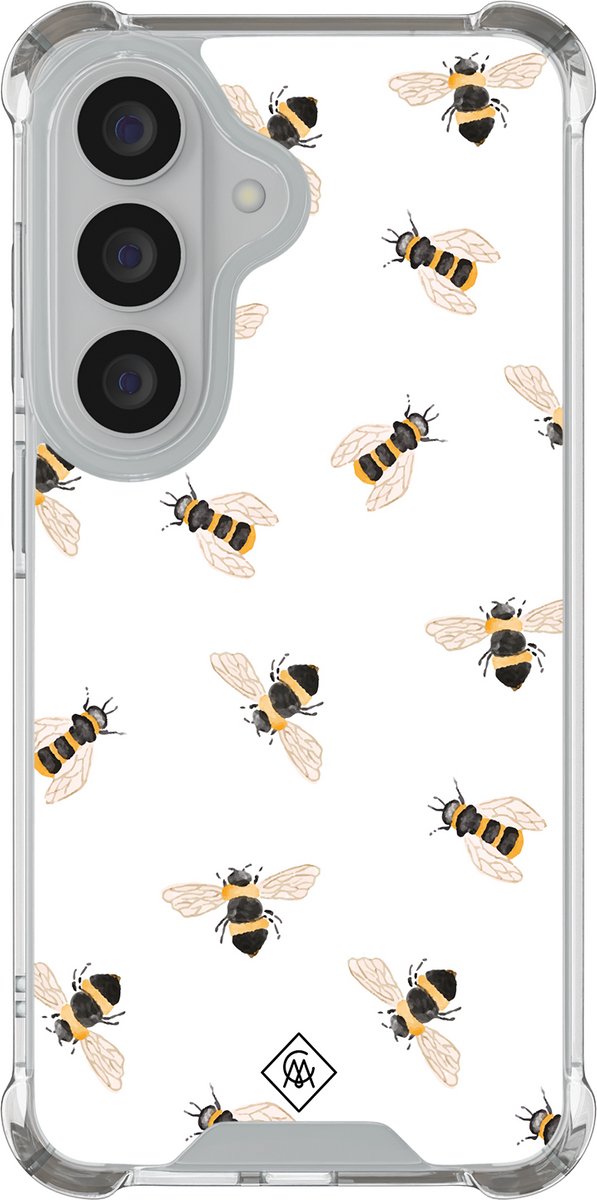Casimoda® hoesje - Geschikt voor Samsung Galaxy S26 Plus - Bee Happy - Shockproof case - Extra sterk - TPU/polycarbonaat - Bruin/beige, Transparant