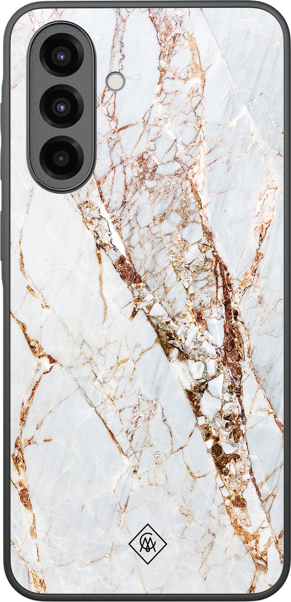 Casimoda® hoesje - Geschikt voor Samsung Galaxy A37 - Marmer Goud - Zwart TPU Backcover - Marmer - Goudkleurig