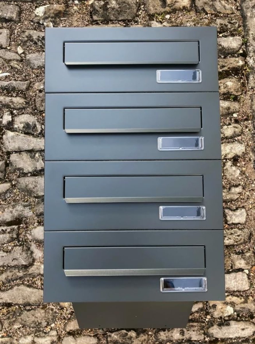Solidchoice - Inbouw Brievenbus met 4 Vakken, Antracietgrijs