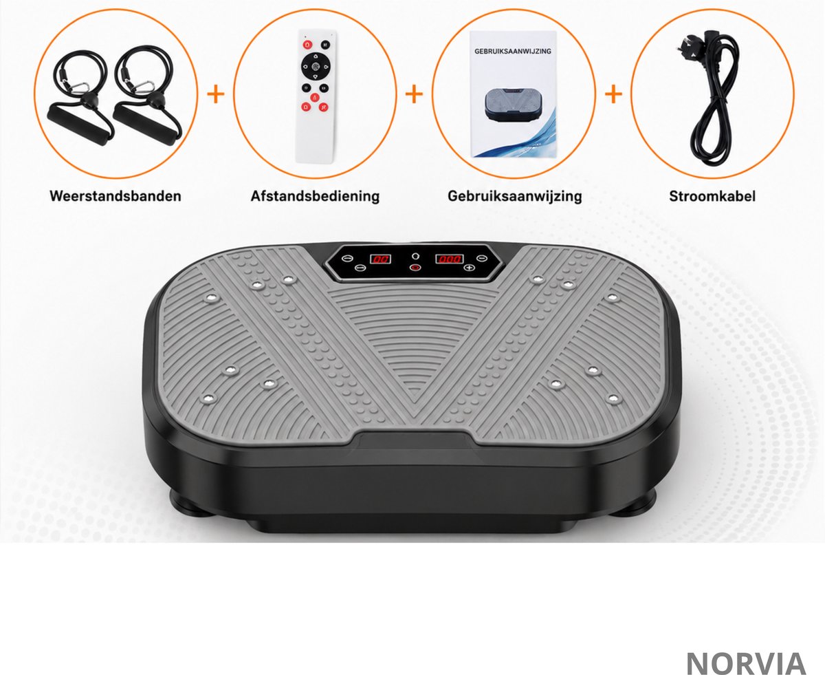 Norvia - Trilplaat - Afvallen - Powerplate - Fitness - Benen - Bloedsomloop - Voeten - 120 Standen - Inclusief Weerstandsbanden