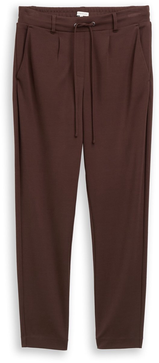 Tom Tailor - Wijdvallende stoffen broek - Maat 34/32 - java dark brown
