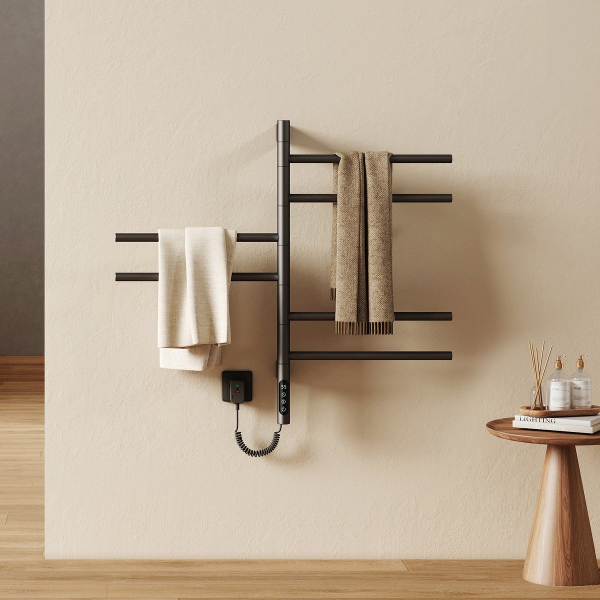 EMKE Elektrische Handdoekradiator - Smart Bediening - Touchscreen & APP - Met Timer - 135 W - 78 x 45 cm - Handdoekdroger