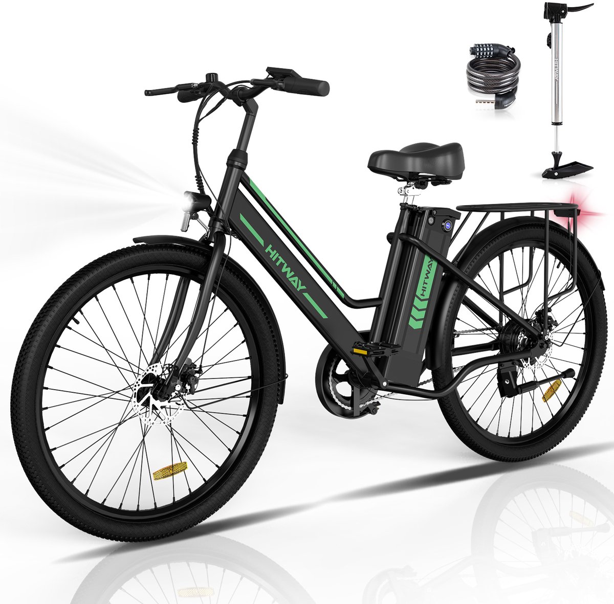 Bol.com Hitway Elektrische Fiets BK8S - 26 Inch City Commuter EBike met Afneembare Lithium Batterij - E-Bike met 250W Motor - Da... aanbieding