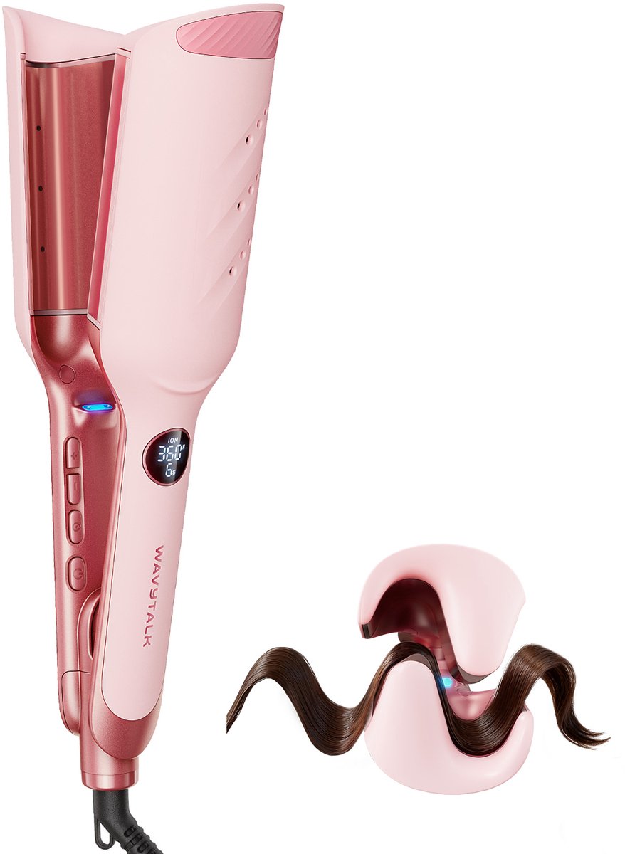 Wavytalk Power Wave - Hair Waver & Crimping Iron - Beach Waves & Volume - 8 Warmtestanden - 4 Stylingtimers - Ionische Anti-Pluis Technologie - 90 mm Barrel - 140-210°C - Dual Voltage